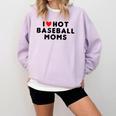 I Love Hot Baseball Moms Red Heart Comfort Colors Sweatshirt Crimson