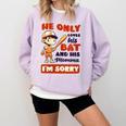 Loves Bat And His Momma Baseball Mom Comfort Colors Sweatshirt Crimson Loves Bat And His Momma Baseball Mom Comfort Colors Sweatshirt Crimson