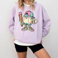 Melted Ice-Cream Baseball Mascot Pastel Pop Comfort Colors Sweatshirt Crimson