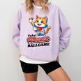 Take Meowt To The Ball Game Tee Slugger Cat Baseball Comfort Colors Sweatshirt Crimson