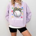 Messy Ball Puzzle Baseball Mom Life Autism Awareness Month Comfort Colors Sweatshirt Crimson