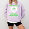 Messy Bun Baseball Mom My Stepchild Works From Home Comfort Colors Sweatshirt Crimson
