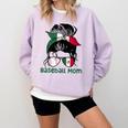 Mexico Baseball Mom Messy Bun Comfort Colors Sweatshirt Crimson Mexico Baseball Mom Messy Bun Comfort Colors Sweatshirt Crimson