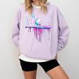 Mom Baseball Ice Cream Drip Birthday Boy Family Comfort Colors Sweatshirt Crimson