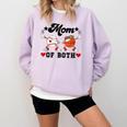 Mom Of Both Basketball Baseball Mom Comfort Colors Sweatshirt Crimson