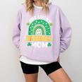 One Lucky Baseball Mom St Patricks Day Rainbow Mother Mama Comfort Colors Sweatshirt Crimson