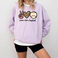 Peace Love Baseball Mom Leopard Print Cheetah Pattern Comfort Colors Sweatshirt Crimson
