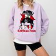 Peru Baseball Mom Messy Bun Comfort Colors Sweatshirt Crimson
