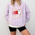 Pitch 'n Giggles Baseball Player Women Baseball Mom Comfort Colors Sweatshirt Crimson Pitch 'n Giggles Baseball Player Women Baseball Mom Comfort Colors Sweatshirt Crimson
