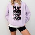 Play Hard Pray Hard Youth Boy Christian Baseball Jesus Comfort Colors Sweatshirt Crimson Play Hard Pray Hard Youth Boy Christian Baseball Jesus Comfort Colors Sweatshirt Crimson