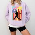 Retro Baseball Drip Boys Ice Cream Patriotic American Flag Comfort Colors Sweatshirt Crimson