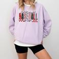 Retro Checkered Tired But Caffeinated Baseball Mom Leopard Comfort Colors Sweatshirt Crimson