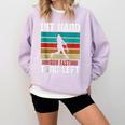 Retro Hit Hard Run Fast Turn Left Baseball Lover Comfort Colors Sweatshirt Crimson