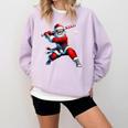 Santa Playing Baseball Men Boys Christmas Baseball Player Comfort Colors Sweatshirt Crimson Santa Playing Baseball Men Boys Christmas Baseball Player Comfort Colors Sweatshirt Crimson