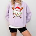 Santa Sports For Men Boys Christmas Baseball Player Comfort Colors Sweatshirt Crimson