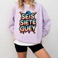 SEIS Siete Guey Baseball Drip Mexico Spanish 67 Slang Boys Comfort Colors Sweatshirt Crimson SEIS Siete Guey Baseball Drip Mexico Spanish 67 Slang Boys Comfort Colors Sweatshirt Crimson