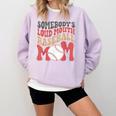 Somebody's Loudmouth Baseball Mom Baseball Comfort Colors Sweatshirt Crimson