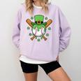 St Patricks Day Baseball Drip Ice Cream Baseball Home Plate Comfort Colors Sweatshirt Crimson