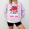 Stealing Hearts And Bases Baseball Player Valentine's Day Comfort Colors Sweatshirt Crimson