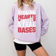 Stealing Hearts Like I Steal Bases Cute Baseball Kids Comfort Colors Sweatshirt Crimson Stealing Hearts Like I Steal Bases Cute Baseball Kids Comfort Colors Sweatshirt Crimson