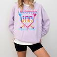 I Survived 100 Days Of School Baseball Boys Students Comfort Colors Sweatshirt Crimson