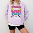 I Survived 100 Days Of School Baseball Cream Drip Boys Comfort Colors Sweatshirt Crimson