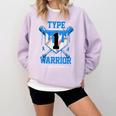 T1D Warrior Baseball Drip Diabetes Awareness Blue Ribbon Comfort Colors Sweatshirt Crimson