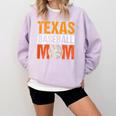 Texas Baseball Mom Design Baseball Player And Baseball Comfort Colors Sweatshirt Crimson