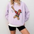 Ugly Christmas Sweater Gingerbread Baseball Toddler Kids Comfort Colors Sweatshirt Crimson