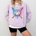 Valentines Baseball Heart Dripping Ice Cream Gen Z Alpha Comfort Colors Sweatshirt Crimson