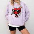 Valentines Day Baseball Heart Bat Sunglasses Men Boys Kids Comfort Colors Sweatshirt Crimson