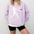 Valentines US Baseball Player Silhouette Heart Comfort Colors Sweatshirt Crimson