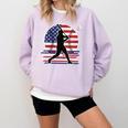 Women's Batter Patriotic American Flag Baseball Silks Comfort Colors Sweatshirt Crimson Women's Batter Patriotic American Flag Baseball Silks Comfort Colors Sweatshirt Crimson