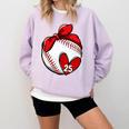 Womens Custom Baseball Mom Number 25 Heart For Mom Mommy Premium Comfort Colors Sweatshirt Crimson Womens Custom Baseball Mom Number 25 Heart For Mom Mommy Premium Comfort Colors Sweatshirt Crimson