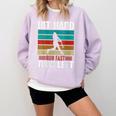 Women's Retro Hit Hard Run Fast Turn Left Baseball Lover Comfort Colors Sweatshirt Crimson