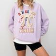 Women's Six Seven 67 Bruh 6 7 Happy Pi Day Baseball Be Irrational Comfort Colors Sweatshirt Crimson Women's Six Seven 67 Bruh 6 7 Happy Pi Day Baseball Be Irrational Comfort Colors Sweatshirt Crimson