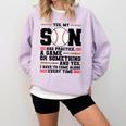 Yes Son Has Practice a Game Baseball Mom Comfort Colors Sweatshirt Crimson