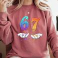 67 Meme Baseball Kids Girls Humor Number 6 7 Comfort Colors Sweatshirt Orchid