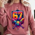 67 Meme Trendy Baseball Number 67 Player Six Seven Comfort Colors Sweatshirt Orchid 67 Meme Trendy Baseball Number 67 Player Six Seven Comfort Colors Sweatshirt Orchid
