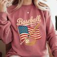 American Flag Baseball Player Bat Fan Catcher Pitcher USA Comfort Colors Sweatshirt Orchid American Flag Baseball Player Bat Fan Catcher Pitcher USA Comfort Colors Sweatshirt Orchid