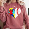 Autism Baseball Heart Autism Puzzle Baseball Mom Comfort Colors Sweatshirt Orchid