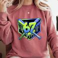 Awesome 67 Baseball Drip Effect Baseball 6-7 Meme Graphic Premium Tri-Blend Comfort Colors Sweatshirt Orchid