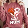 Ball Mom Heart Soccer Basketball Baseball Football Mom Comfort Colors Sweatshirt Orchid