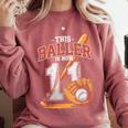 This Baller Is Now 11 Year Baseball Player 11th Birthday Boy Comfort Colors Sweatshirt Orchid
