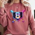 Baseball 8 Year Old Ice Cream Drip 8th Birthday Party Comfort Colors Sweatshirt Orchid