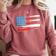 Baseball American Flag Patriotic USA Pride Comfort Colors Sweatshirt Orchid