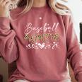 Baseball Auntie Leopard Baseball Heart Comfort Colors Sweatshirt Orchid