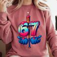 Baseball Bat Hands Drip 67 Six Seven Gen Alpha Slang Meme Comfort Colors Sweatshirt Orchid