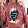 Baseball Catcher Mask Ice Cream Dripping Baseball Boy Youth Comfort Colors Sweatshirt Orchid Baseball Catcher Mask Ice Cream Dripping Baseball Boy Youth Comfort Colors Sweatshirt Orchid