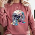 Baseball Catcher Mask Ice Cream Dripping Baseball Boys Comfort Colors Sweatshirt Orchid